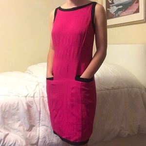 Hot pink lace up dress with pockets